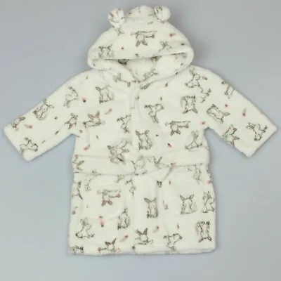 Baby Dressing Gown Hooded With Ears Rainbow Elephant Bunny Teddy Jungle 0-24 Mth • £9.95
