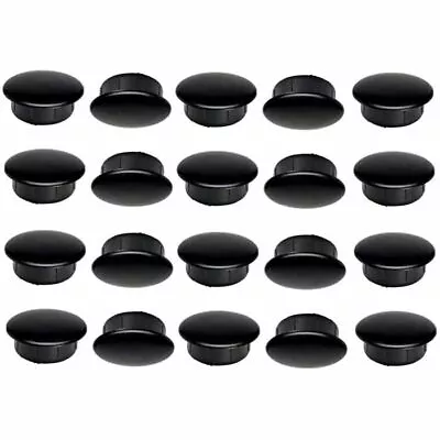 20 PLASTIC END CAP ROUND COVER 3mm X 15mm PLUG INSERT HOLE TUBE BLACK SCREW PIPE • £4.14