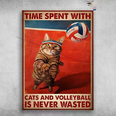 Volleyball Cat - Time Spent With Cat And Volleyball Is Never Wasted • $13.92