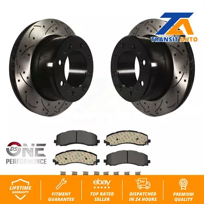 Rear Drilled Slot Disc Brake Rotor & Ceramic Pad Kit For 2019-2022 Ram 2500 3500 • $250.05