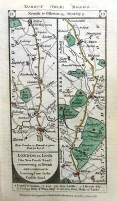 NOTTINGHAM NEWARK YORKSHIRE SHEFFIELD BY PATERSON C1785 GENUINE ANTIQUE MAP • £19.99