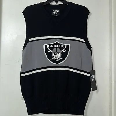 Las Vegas/Oakland Raiders Men's Medium Black Sweater Vest V-Neck OTS Brand New • $24.99