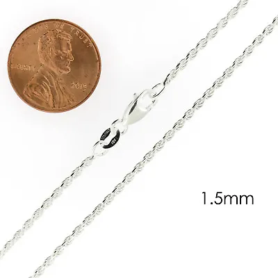 Real Solid Sterling Silver Diamond Cut Rope Chain Mens Boys Bracelet Or Necklace • $6.99