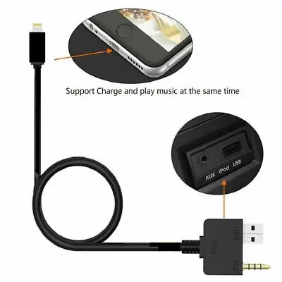 $12.06 • Buy For Kia Hyundai AUX IPhone IPad USB Cable 3.5mm Jack Music Charging Adapter