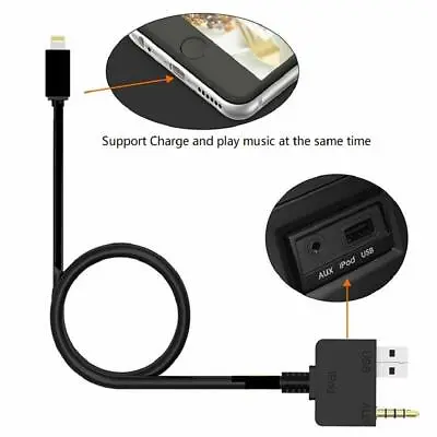 For Kia Hyundai AUX IPhone IPad USB Cable 3.5mm Jack Music Charging Adapter • $12.96