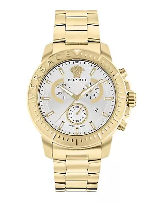 Versace Mens New Chrono Gold 45mm Bracelet Fashion Watch VE2E00521 • $435