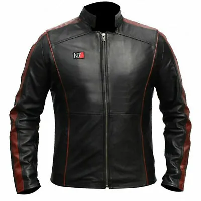 Mass Effect 3 N7 Men's Commander Shepard Gaming Leather Jacket • $108.14