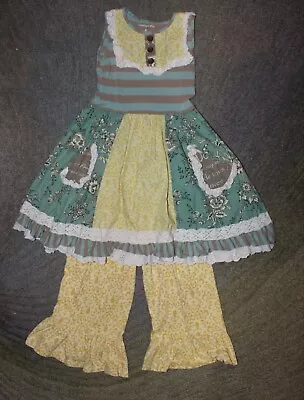Mustard Pie Girls Sleeveless Outfit (Dress & Leggings) - Size 6 - EUC • $18.99