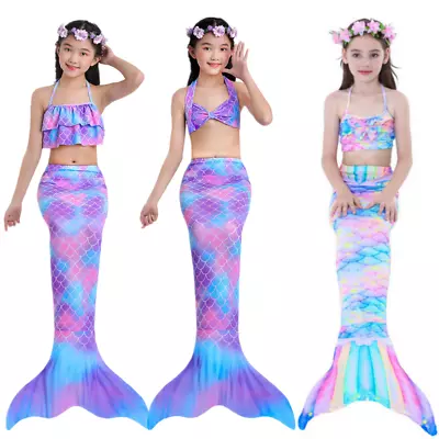 3Pcs/set Girls Mermaid Tail Swimming Costume Bikini Set Summer Kids Swimsuit  • £8.32