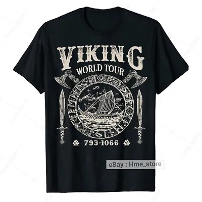 Viking World Tour T-shirt Longship Ship Viking Warrior Odin Valhalla Nordic Tee • $15.95