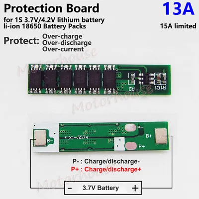 1S 13A 3.7V 4.2V Lithium Li-ion Lipo18650 Battery BMS Charger Protection Board • £1.88