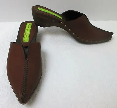  Women's Materia Prima By Goffredo Fantini Aztec Wood Mules EU 37.5/ US 7.5M • $29.95