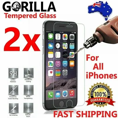 $6.90 • Buy 2X Gorilla Tempered Glass Screen Protector For IPhone 14 13 12 11 Pro Max XR 8 7
