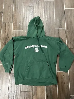 Michigan State Spartans Green Hoodie Sweater Size Large Hanes Vintage • $17.95