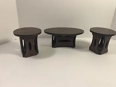 Mid Century Modern Coffee & End Tables Set Of 3 Doll House Miniatures 1/12 Scale • $59.99