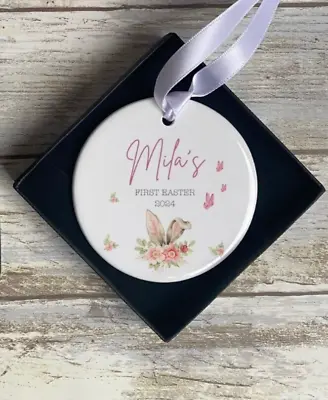 Personalised First Easter Decorations New Baby Girl Gift Easter Egg Basket Decor • £8.99