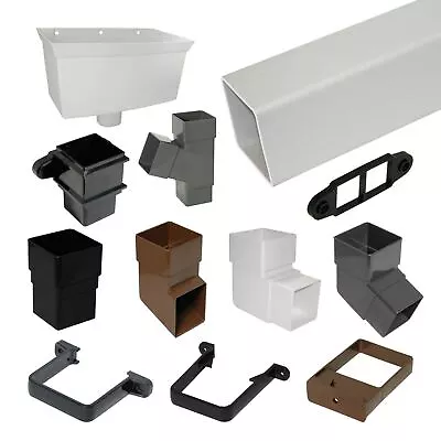 Square UPVC Downpipe Gutter 65mm FloPlast Rainwater PVC Guttering Drainage • £10.51