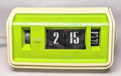 Vtg Caslon 801 Flip Number Clock Green & Beige Made In Japan Read Description • $99.98