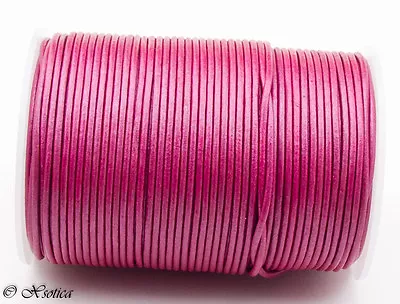 Xsotica® Pink Metallic Round Leather Cord 2mm 25 Meters (27.34 Yards) • $10