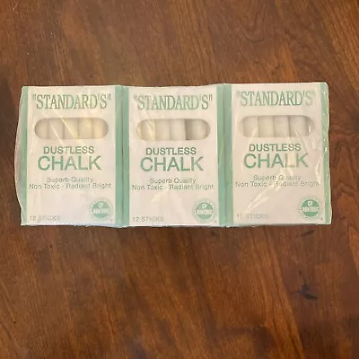 Standard’s Dustless White Chalk Non Toxic 12 Boxes Of 12 Sticks Vintage SEALED • $45