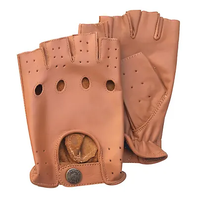 PSS Mens Fingerless Leather Driving Motorbike Bus Cycling Gloves Retro Style 310 • £9.99