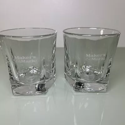 MAKERS MARK Etched Bourbon Whiskey Tumblers Rocks Glasses Set Of 2  • $15.99