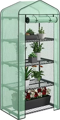 4 Tier Mini Greenhouse Indoor Outdoor With PE Cover And Roll-Up Zipper Door Por • $42.99