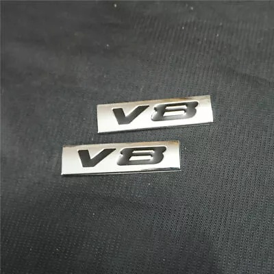 2x Chrome Black V8 Metal Sticker Badge Emblem Decal Sports 3D Turbo Motors Sedan • $13.98