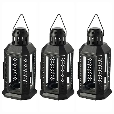 3×Ikea ENRUM Lantern For Tealight In/outdoor Romantic 22cm [Black] • £16.89