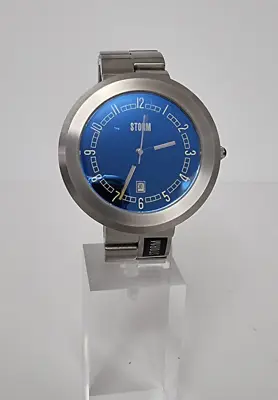 STORM Watch Blyth S1 Silver Tone Metalic Blue Dial Anti Allergenic Men's Watch • £44.95