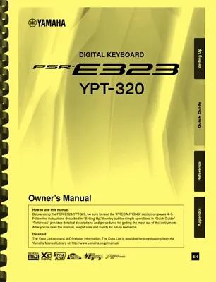 Yamaha PSR-E323 YPT-320 Digital Keyboard Piano OWNER'S MANUAL • $33.88