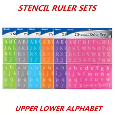 Stencil Ruler Sets Upper Lower Alphabet Letters Numbers Durable Plastic 22x13cm • $4.99