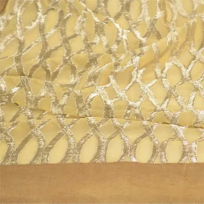 Sanskriti Vintage Dupatta Long Stole Georgette Cream Embroidered Wrap Scarves • $27.38
