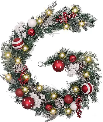 Pre-Lit Christmas Garland With Lights For Mantle 6 Feet Lighted Battery Operate • $63.99