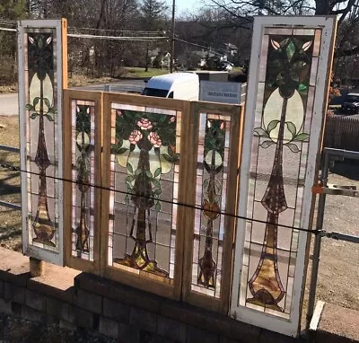 Victorian Set Of Leaded Stained Glass Windows • $7250