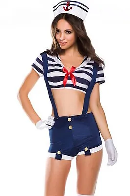 NEW Ninimour Marine Sailor Girl Strappy Boyshorts Costume With Hat XX-Large • $13.99
