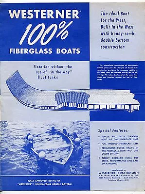 1950s Vintage WESTERNER Sales Brochure: Fiberglass Boats • $9.99