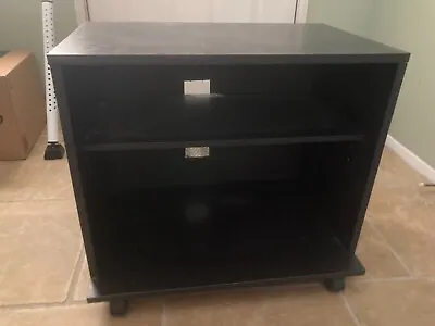 Black TV Stand On Wheels-holes In Back For Cords • $26.10