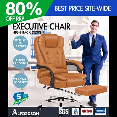 ALFORDSON Office Chair Gaming Executive Computer Racer Footrest PU Leather Seat • $149.95