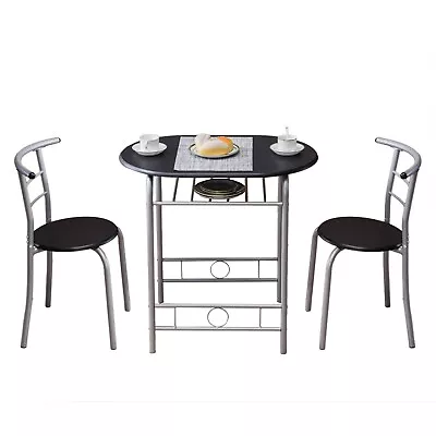 3PCS Modern Kitchen Breakfast Bar Dining Metal Frame Table And 2 Chairs Set UK • £58.07