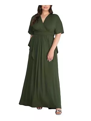 KIYONNA Womens Green Pullover Kimono Sleeve Empire Waist Dress Plus 5X • $53.99