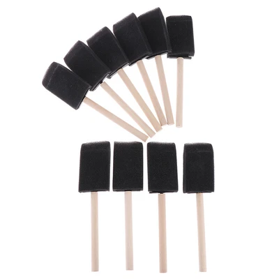 $4.19 • Buy 10Pcs Foam Sponge Brushes Wooden Handle Paint Drawing Craft Artist A'BI