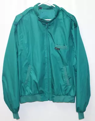 Vintage 80s Members Only Jacket Forest Green Full Zip Bomber Men's 46 Long • $30