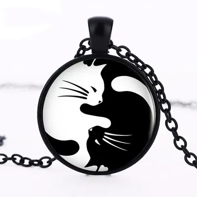 Cats Kittens Yin Ying Yang Sign Symbol Pet Animal Necklace Pendant Free Gift Bag • £5.99