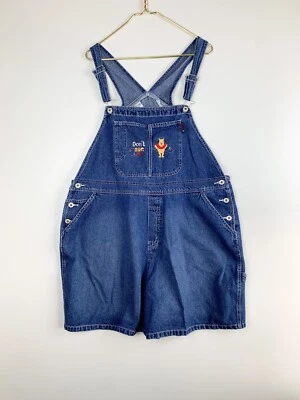 $89.38 • Buy VTG 90's Disney Pooh Bib Shorts Women’s Size 22W Blue Dark Wash Denim Overalls