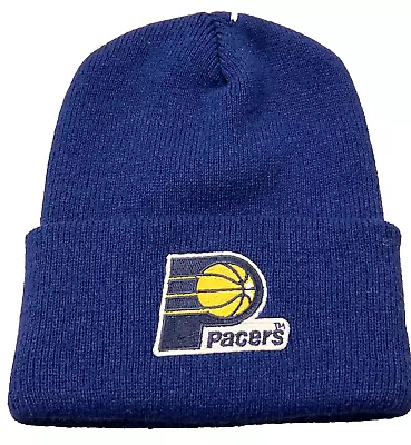 Indiana Pacers Basketball NBA Knit Beanie Blue Cuffed Hat Winter NEW • $17.99