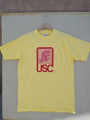 Vintage USC College T-shirt XL Made In USA Single Stitch Dead Stock Vtg Yellow  • $24.69