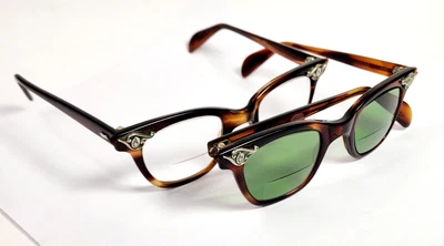 $56 • Buy 2 Pair Of Vintage American Optical Cat Eye Eyeglasses.  AO Safety Glasses.
