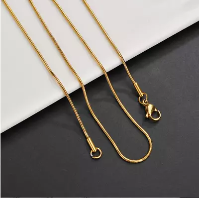 Stainless Steel Silver Gold Black Round Snake Chain Necklace Women Men 16-30'' • $3.95