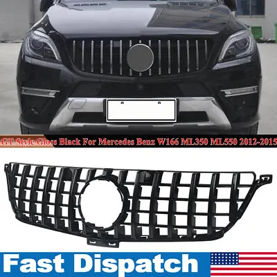 For Mercedes Benz W166 ML350 ML550 2012-2015 Gloss Black GT R Front Grille Grill • $115.99